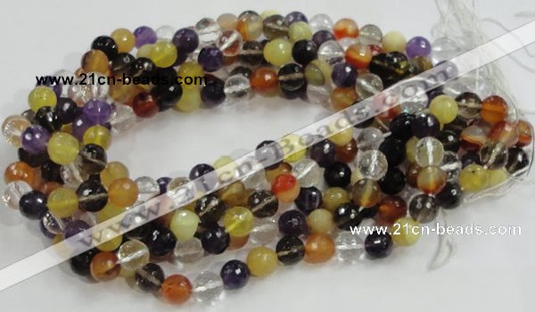 CMQ33 15.5 inches 10mm faceted round multicolor quartz beads