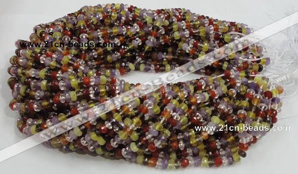 CMQ35 15.5 inches 4*6mm faceted rondelle multicolor quartz beads