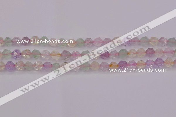 CMQ367 15.5 inches 8mm faceted nuggets mixed quartz beads