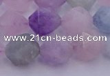 CMQ383 15.5 inches 10mm faceted nuggets mixed quartz beads