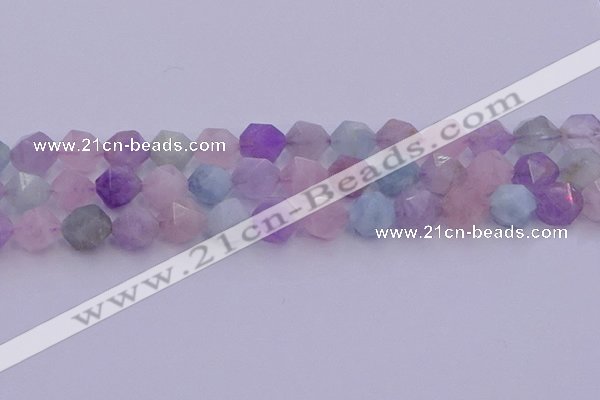 CMQ383 15.5 inches 10mm faceted nuggets mixed quartz beads