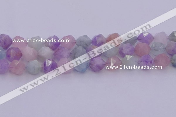 CMQ384 15.5 inches 12mm faceted nuggets mixed quartz beads