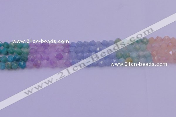 CMQ391 15.5 inches 6mm faceted nuggets mixed quartz beads