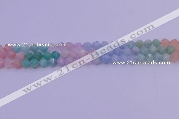 CMQ392 15.5 inches 8mm faceted nuggets mixed quartz beads