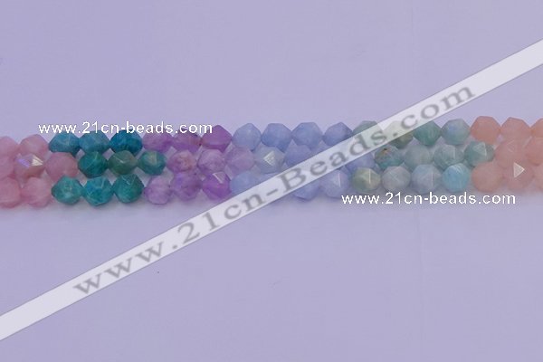 CMQ393 15.5 inches 10mm faceted nuggets mixed quartz beads