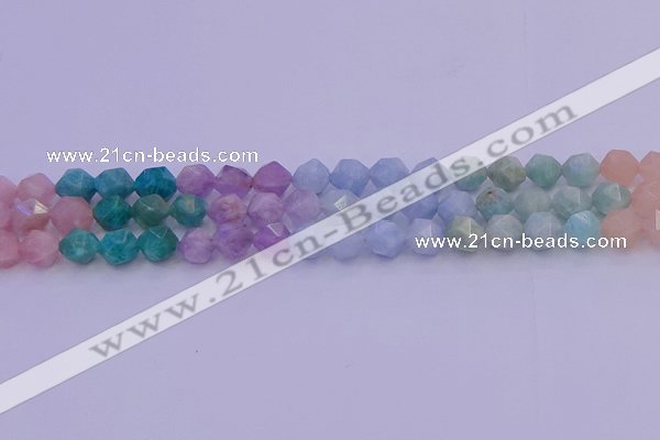 CMQ394 15.5 inches 12mm faceted nuggets mixed quartz beads