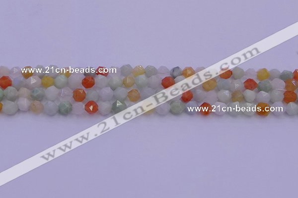 CMQ411 15.5 inches 6mm faceted nuggets mixed jade beads