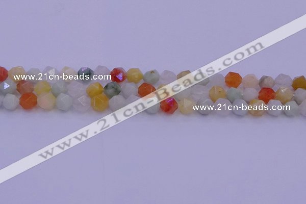 CMQ412 15.5 inches 8mm faceted nuggets mixed jade beads