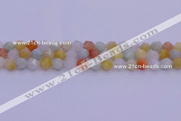 CMQ413 15.5 inches 10mm faceted nuggets mixed jade beads