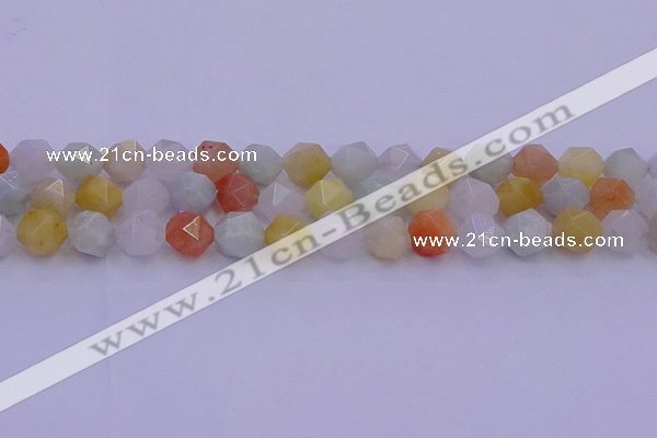 CMQ414 15.5 inches 12mm faceted nuggets mixed jade beads