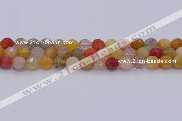 CMQ428 15.5 inches 10mm faceted round natural mixed quartz beads