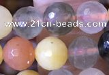 CMQ437 15.5 inches 8mm faceted round mixed rutilated quartz beads