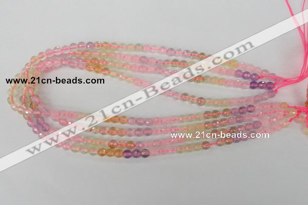 CMQ51 15.5 inches 6mm faceted round multicolor quartz beads