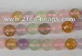 CMQ52 15.5 inches 8mm faceted round multicolor quartz beads