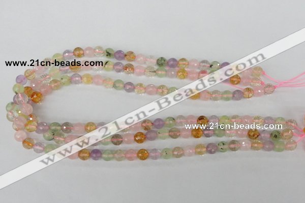 CMQ52 15.5 inches 8mm faceted round multicolor quartz beads