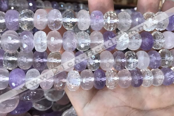 CMQ520 15.5 inches 8*12mm faceted rondelle colorfull quartz beads