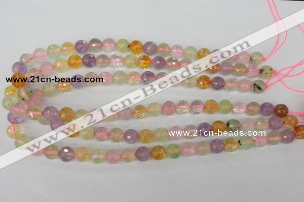 CMQ53 15.5 inches 10mm faceted round multicolor quartz beads