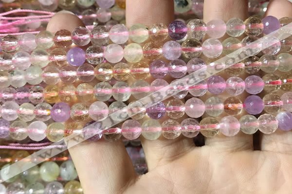 CMQ530 15.5 inches 6mm faceted round colorfull quartz beads