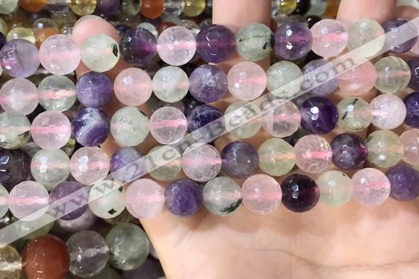 CMQ538 15.5 inches 10mm faceted round colorfull quartz beads