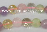 CMQ54 15.5 inches 12mm faceted round multicolor quartz beads