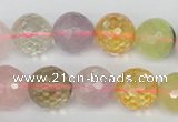 CMQ55 15.5 inches 14mm faceted round multicolor quartz beads