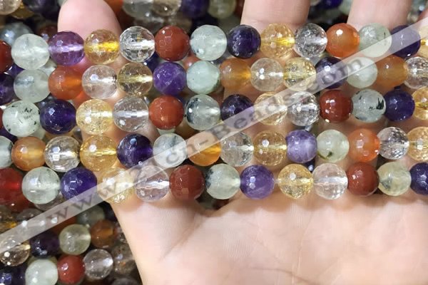 CMQ552 15.5 inches 8mm faceted round colorfull quartz beads