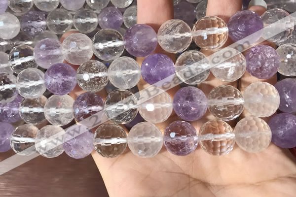 CMQ558 15.5 inches 14mm faceted round colorfull quartz beads