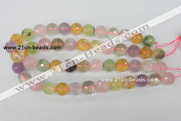 CMQ56 15.5 inches 16mm faceted round multicolor quartz beads