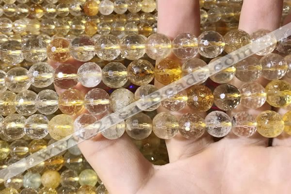 CMQ562 15.5 inches 10mm faceted round citrine gemstone beads