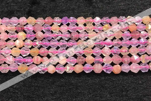CMQ565 15.5 inches 6mm faceted nuggets mixed quartz beads
