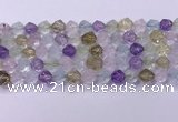 CMQ577 15.5 inches 10mm faceted round mixed quartz beads