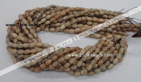 CMS06 15.5 inches 6*10mm rice moonstone gemstone beads wholesale