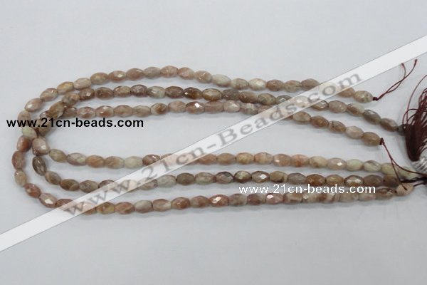 CMS100 15.5 inches 6*9mm faceted rice moonstone gemstone beads