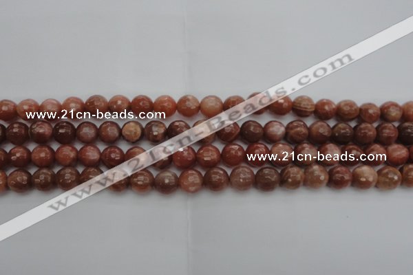 CMS1012 15.5 inches 8mm faceted round AA grade moonstone beads