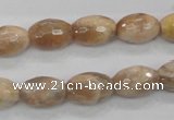 CMS102 15.5 inches 10*14mm faceted rice moonstone gemstone beads