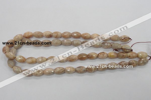 CMS102 15.5 inches 10*14mm faceted rice moonstone gemstone beads