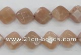 CMS105 15.5 inches 10*10mm faceted diamond moonstone gemstone beads