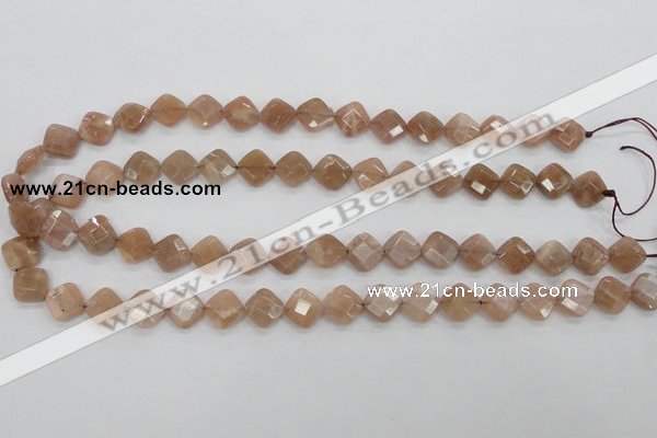 CMS105 15.5 inches 10*10mm faceted diamond moonstone gemstone beads