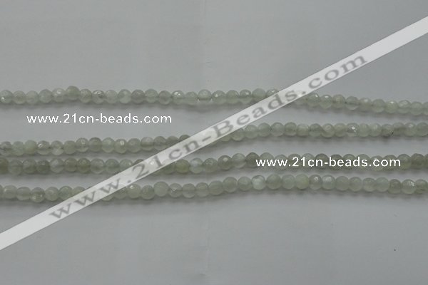 CMS1054 15.5 inches 4mm faceted round grey moonstone beads wholesale