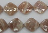 CMS106 15.5 inches 14*14mm faceted diamond moonstone gemstone beads