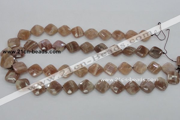 CMS106 15.5 inches 14*14mm faceted diamond moonstone gemstone beads