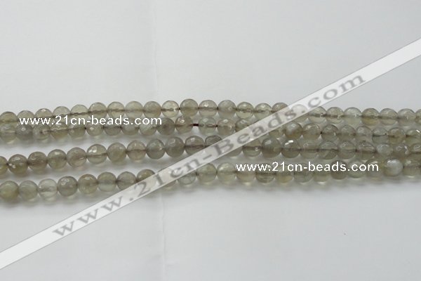 CMS1060 15.5 inches 6mm faceted round grey moonstone beads wholesale