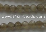 CMS1067 15.5 inches 6mm faceted round grey moonstone beads wholesale