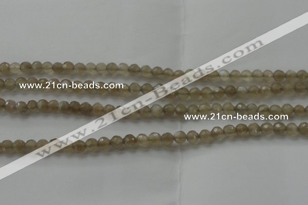 CMS1067 15.5 inches 6mm faceted round grey moonstone beads wholesale