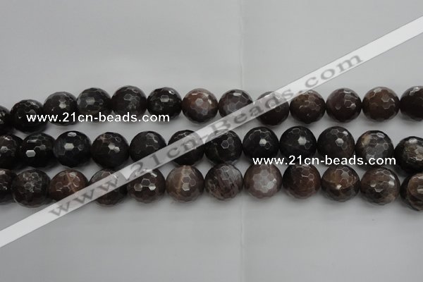 CMS1078 15.5 inches 12mm faceted round grey moonstone beads wholesale