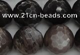 CMS1079 15.5 inches 14mm faceted round grey moonstone beads wholesale