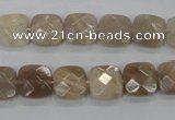 CMS108 15.5 inches 10*10mm faceted square moonstone gemstone beads