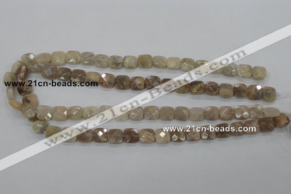 CMS108 15.5 inches 10*10mm faceted square moonstone gemstone beads