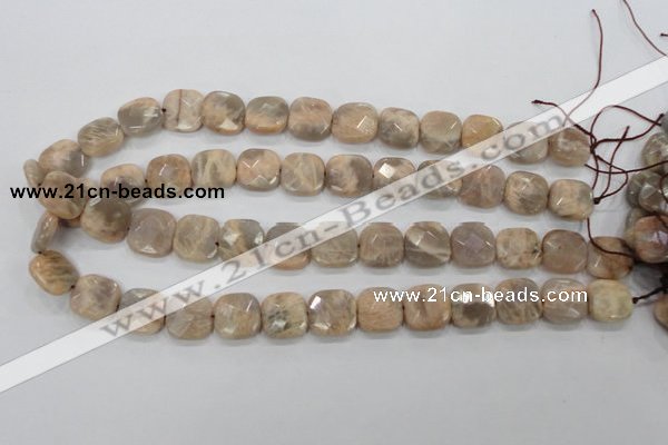 CMS109 15.5 inches 15*15mm faceted square moonstone gemstone beads