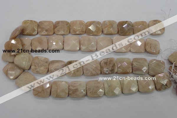 CMS110 15.5 inches 20*20mm faceted square moonstone gemstone beads